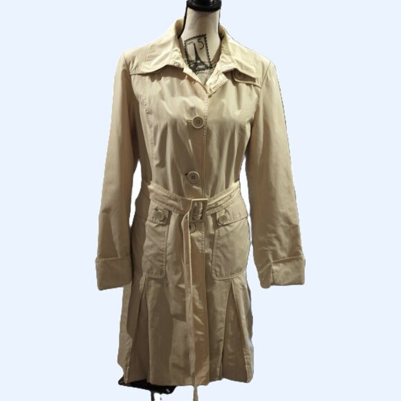 London Fog Classic Beige Trench Coat Size M Timeless Elegance - Picture 1 of 12